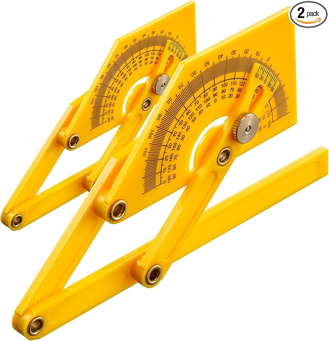 2 Pcs Protractor Angle Finders, Adjustable Protractors 0°-180° with Locking Nut(for Exterior, Interior, Bevel Angles), Portable Angle Measurement Tools for Carpenters & Woodworking Hobbyists & DIYer