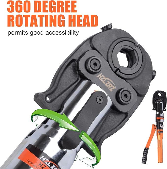 HZLZRZ ProPress Tool Copper Tube Fittings Hydraulic Copper Pipe Crimping Tool with 1/2,3/4 and 1 inch Jaws and Stainless Steel Pipe Cutter and Deburring Tool,Suit for Narrow Space and Tee Fittings