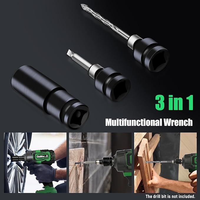 Cordless Impact Wrench, 400Ft-lbs (540N.m) Max Torque, 1/2 Impact Gun w/Brushless Motor, 21V 4.0 Ah Battery, Fast Charger, 4 Sockets, Socket Adapter, Nut Bits and Tool Bag