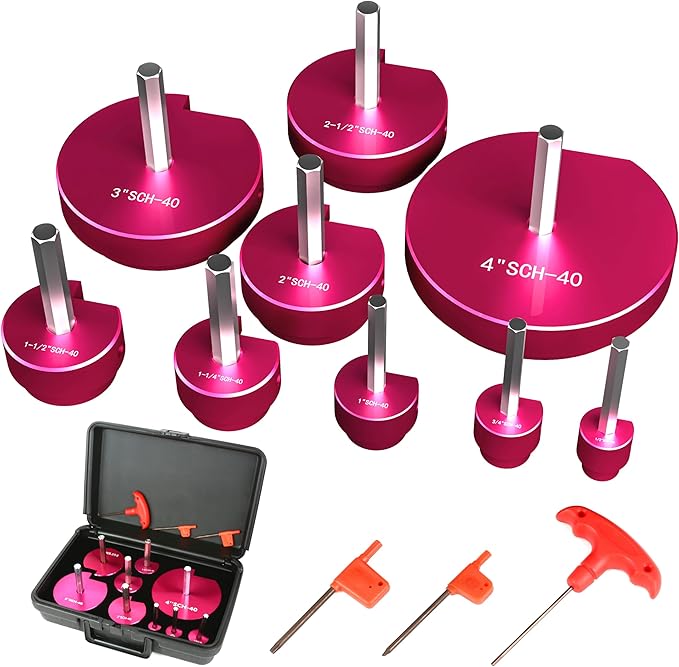 9-piece Pipe Reamer Kit Plastic CPVC ABS Pipe Reamer Tool Size 1/2", 3/4", 1", 1-1/4", 1-1/2", 2", 2-1/2", 3", 4", for Standard 1/2" Drills (9)