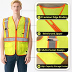 BeautyWill Custom Safety Vest Customized Logo Class 2 High Visibility Reflective Vest with Pockets Construction workwear