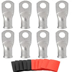 0000 Gauge Tinned Copper Cable Lugs 8 PCS 4/0 AWG-1/2(M12) Ring Terminal Heavy Duty Wire Lugs Battery Lugs, 8 PCS 4/0 Guage terminals Battery Cable Ends Connectors with 8 PCS 3:1 Heat Shrink Tube