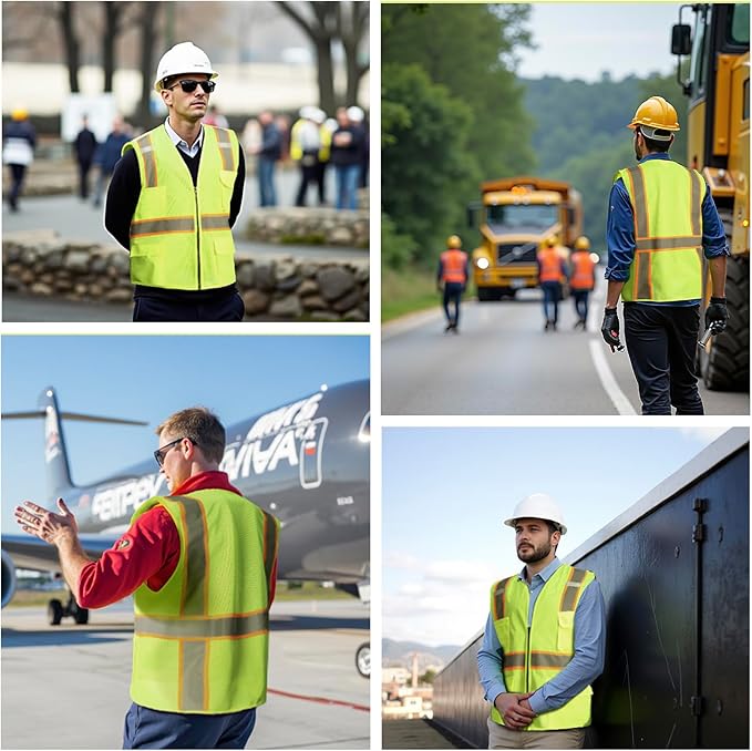 BeautyWill Custom Safety Vest Customized Logo Class 2 High Visibility Reflective Vest with Pockets Construction workwear
