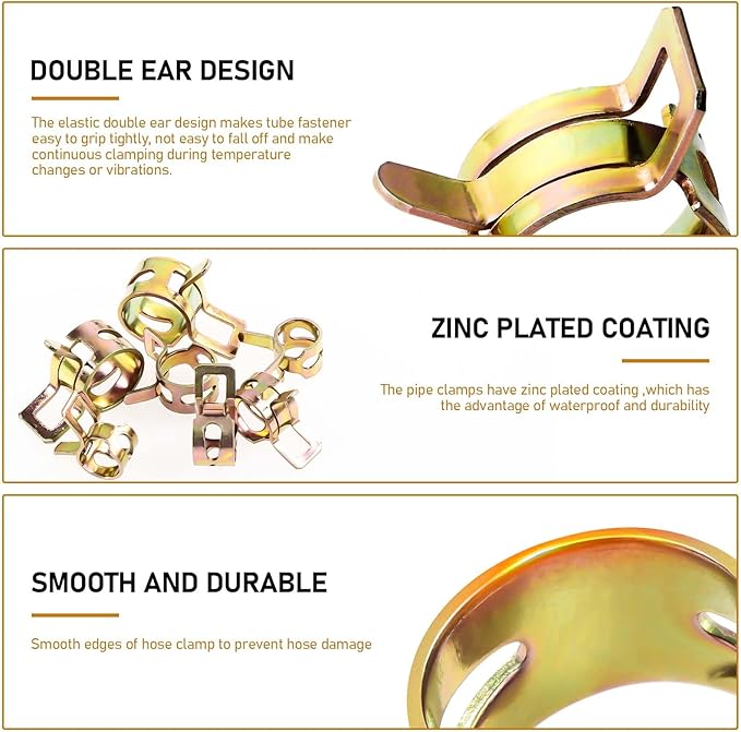 111pcs 6-22mm Spring Band Hose Clamp Kit,Tube Fastener Clips For Fuel Line Water Clamps