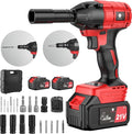 Cordless Impact Wrench 1/2 inch, 590 Ft-lbs (800N.m) Brushless Impact Gun, 21V High Torque Power Impact Driver, 2x4.0Ah Battery, Fast Charger,5 Impact Sockets for Family Car and Scaffold