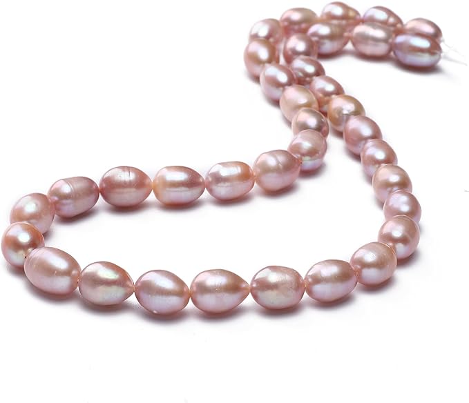 Natural Pearl Beads Rice 8-9mm Purple Freshwater Cultured Loose Gemstone Beads for DIY Jewelry Making 13.8''/Strand HQ