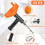 33 Feet Drain Snake Auger, Plumbing Snake Drain Hair Clog Removal Tool, Sink Unclogger Drain, Heavy Duty Toilet Snake Auger, Cleaner Tool for Bathroom Kitchen Tub Shower Drain Clog Remover with Gloves