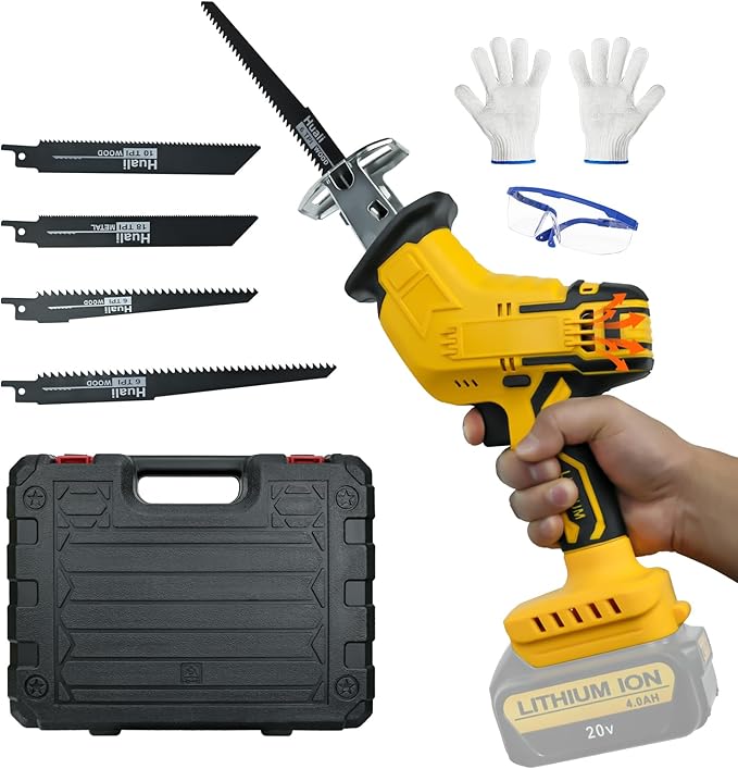Cordless Reciprocating Saw for DeWalt 20V Battery, Sawzall Tool-Free Blade Change with 4 Saw Blade,0-3000 SPM Variable Speed for Wood/Metal/PVC Cutting, Tool Only, No Battery