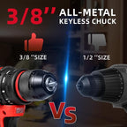 Power Drill, Cordless Drill with 2 × 2.0Ah Batteries, 3/8 inch Cordless Drills, 45Nm Small Drills Cordless, electric drill&LED Light, power drill cordless for Drilling and Tightening/Loosening Screws