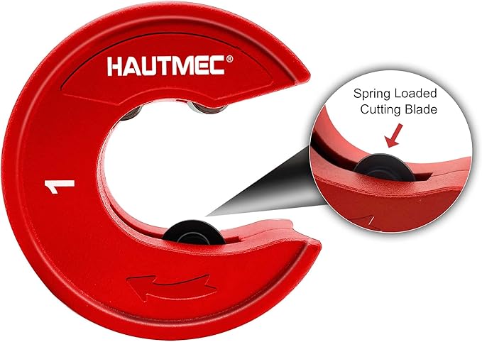 HAUTMEC Pro1 Inch Automatic Copper Tube Cutter - 1 in. Maximum Nominal Pipe Capacity (1-1/8 in. Outer Diameter), for Copper, Aluminum, Brass Tube and Thin-wall Conduit, HT0217-PL