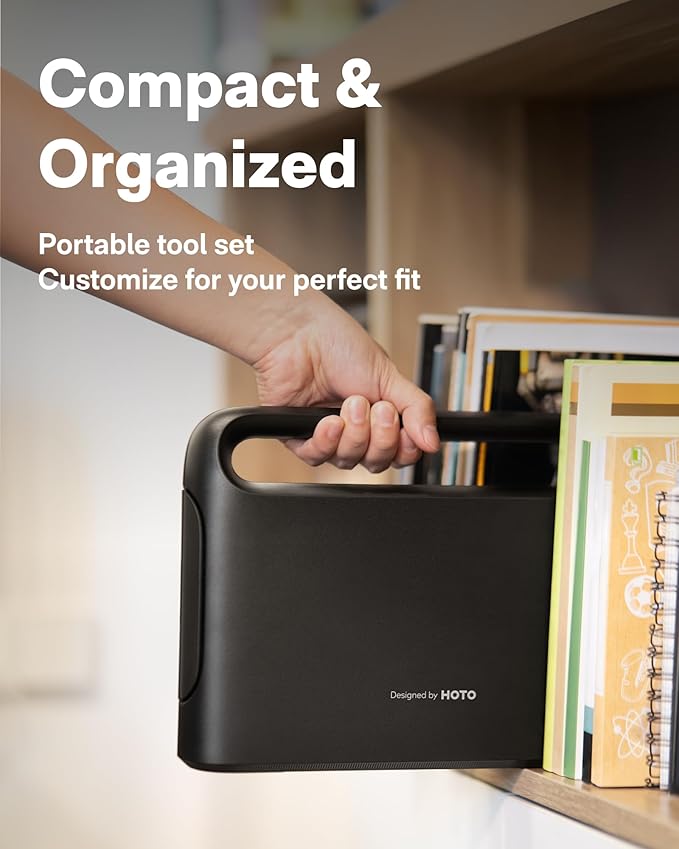 HOTO 40-Piece Tool Kit, Household Essentials tool set w/Smart Electric Screwdriver (LED, 3 Torque) + 14 Tools & 26 Accessories | Pro-Grade Compact Organizer for Home, Dorm Repairs, DIY