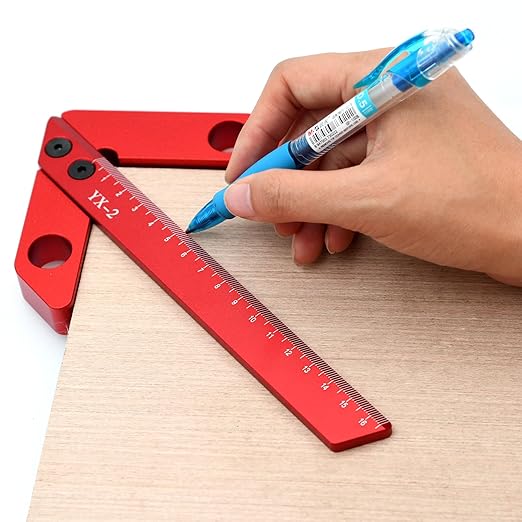 Center Measuring Tool, Center Finder, Line Gauge Center Finder, 45/90 Degree Right Angle Line Gauge Carpenter Ruler,Aluminum Alloy Woodworking Center Scribe Square Center Scribe 160mm(Large Size)