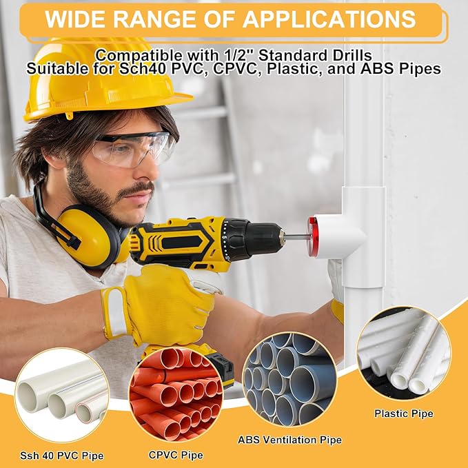 PVC Pipe Reamer, PVC Fitting Saver, 9Pcs Pipe Reamer for SCH40, Includes 1/2 inch, 3/4 inch, 1 inch, 1-1/4inch, 1-1/2inch, 2inch, 2-1/2inch, 3inch, 4inch Head Aluminum with 2 Blades