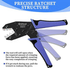 Qibaok Crimping Tool Ratcheting Wire Crimper for Heat Shrink Connectors with 200pcs Heat Shrink Butt Connectors for AWG 20-10