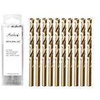 1/8" Cobalt Drill Bit Set (10Pcs), M35 HSS, 135 Degree Tip, Twist Jobber Length for Hardened Metal, Stainless Steel, Cast Iron, Wood, and Plastics, with Index Storage Case