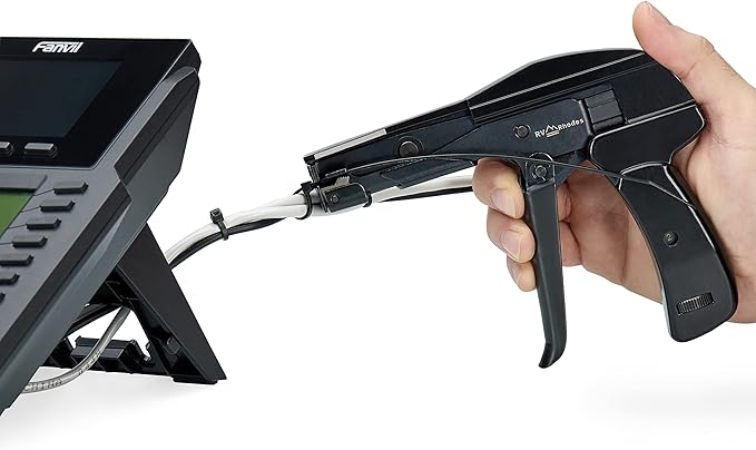 42708 Zip Tie Gun/Cable Tie Install Tool, Adjustable Tension with Built-In Cutter, for Nylon Ties up to 1/4”- Black