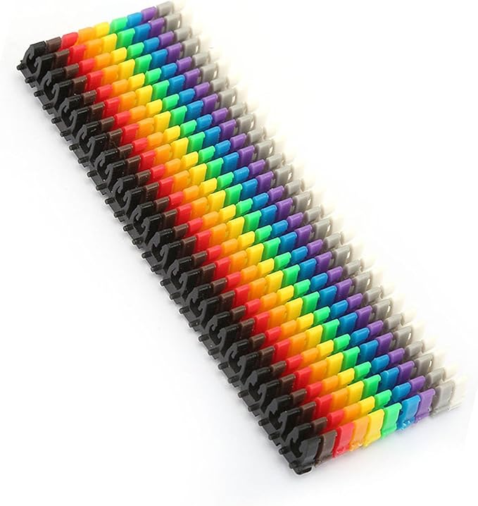 Walfront Digital Number Tube Wire Number Label Tube Cable Marker Wire Numbering Marker Colorful Cable Straps Coded Clip on Plastic Cable(150PCS KCM-1.5MM 1.5square)