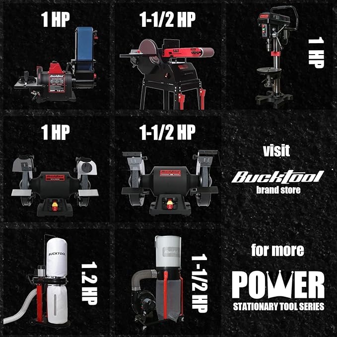 BUCKTOOL 5.0A Belt Disc Sander 4 in x 36 in Belt and 6 in Disc Sander with 3/4HP Direct-drive Motor and Portable Al Base, BD4603 Upgraded Model