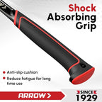 ARROW 20 oz Straight Claw Hammer with Magnetic Nail Holder, Side Nail Puller, Rip Claw Hammer with Milled Face & Shock Absorbing Grip, Heavy Duty One-piece Forged Hammer