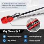 YHK Chain Pipe Wrench, 50” Heavy Duty Chain Tongs with 41.3" Chain Length, Heavy-Duty Chain Wrench for Pipe Installation, Repair, and Maintenance, Fit for 1-1/2"-8" Pipe Diameters