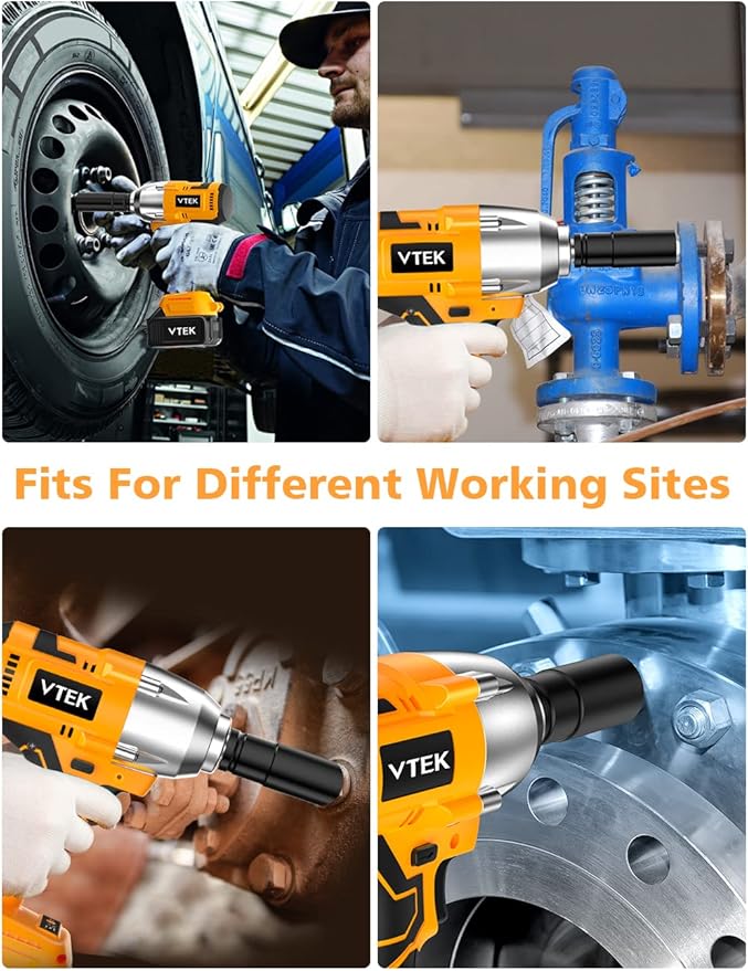 VTEK Brushless Impact Wrench 1/2 Inch Cordless Impact Wrench,Max Torque 700N.m Impact Gun 515 ft-lbs for Car Tiers