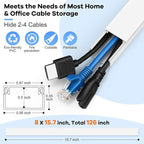 126in Cord Hider Kit, Wire Covers for TV on Wall, Paintable Cable Management Kit, Cable Cover for Mounted TV, Hide Wires Along Wall, Grey Cord Cover, 8xL15.7in W0.95in H0.55in