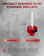 Saker PVC Pipe Reamer, PVC Fitting Saver with 3/4inch Head, For SCH40, ABS Pipe,CPVC Perfect for Plumbing Repairs, Fits Standard 1/2" Drill