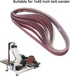 1 x 42 Inch Aluminum Oxide Sanding Belts, 2 Each of 60/80/120/150/240/400 Assorted Grits Abrasive Belts for Belt Sander, 12-Pack