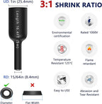 1 inch Heat Shrink Tubing, 5 Ft 3:1 Heat Shrink Tube Dual Wall Adhesive Lined, Waterproof Marine Shrink Wrap Tubing, Electrical Industrial Automotive Sealing Heat Shrink Tubing Kit for Wire Insulation