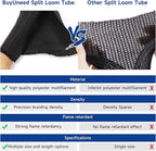 Black Braided Cable Management Sleeves Wire Loom Tubing Cord Protector Self-Wrapping (1“-30Feet)