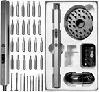 Precision Electric Screwdriver Kit, Mini Cordless Electric Rotary Drill Tool Set with Led Light 3 Torque 34 Magnetic Bits, for Repair, Sanding, Polishing, Drilling, Carving, DIY Crafts