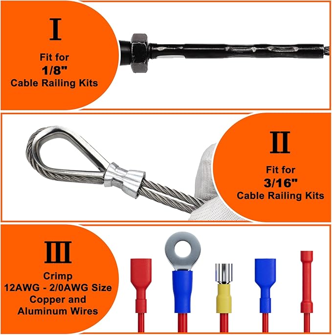 Sanuke Hydraulic Crimping Tool 10 Tons 12 AWG to 2/0 AWG, Battery Cable Lug Wire Terminal Crimper with 9 Die Sets, 1/8” Wire Rope Crimping Tool