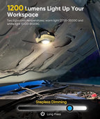 Rechargeable Work Light, 1200LM Magnetic Light with IPX4 Waterproof, 4000mAh Battery Led Work Light, Mechanic Light for Car Repair, Camping, Emergency (1 Pack)