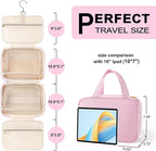 TOPEAST Hanging Toiletry Bag Makeup Bag for Women Girls, Large Capacity Personalized Initial Toiletry Bag Cosmetic Bag, Birthday Gifts for Women Teen Girls, Pink A