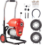 VEVOR Drain Cleaner Machine 120FT x 6/5 Inch, 1100W Electric Sewer Snake Auger Manual Feed - with 6 Cutters and CW/CCW Control for 4" to 8" Pipes
