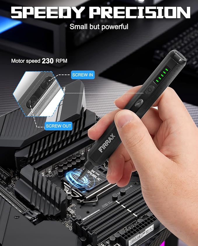 Mini Electric Screwdriver 3.7V, FIRRAX 76-in-1 Small Precision Electric Screwdriver Set with 5 Torque Levels, S2 Magnetic Bits, LED Lights, Power Screwdriver Repair Tool Kit for Laptop/Phone/Camera