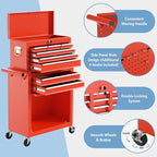 8 Drawer High Capacity Rolling Tool Chest, Tool Box with Wheels and Drawers, Detachable Toolbox with Lock, Heavy Duty Metal Tool Cabinet for Workshop, Warehouse and Garage (Red)