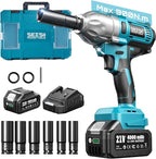 Seesii Impact Wrench 665 FT-LBS(900N.m) 3300IPM 1/2 Impact Gun High Torque Electric Cordless Impact Wrench with 21V 1x4.0Ah Battery 6 Sockets and Case for Home Car Truck Tire Lug Nut Removal Tool Set