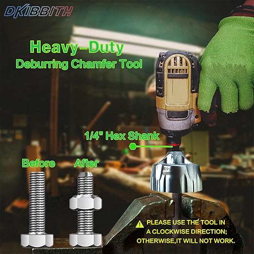 Heavy-Duty Deburring Chamfer Tool with Sharp Tungsten Carbide Blades,Fast Hex Shank Deburr Drill Bit, External Burr Removal for Metal Rod Bolt Pipe 3D Printing PVC in 5/8" to 1-3/8"Diameter(16~35mm)