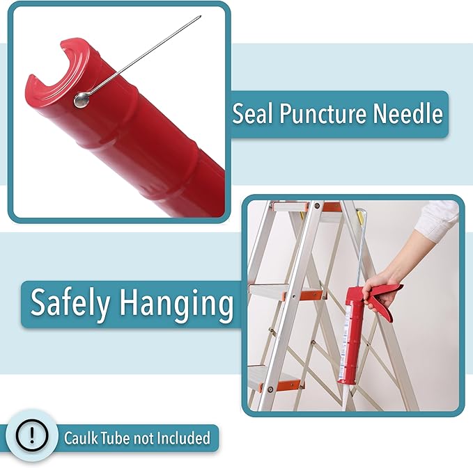 Bates- Caulking Gun, 10:1 Thrust Ratio, Red, Caulking Tool Gun, Caulk Gun No Drip, Hand Caulking Guns, Silicone Gun, Caulking Gun Tool, No Drip Caulk Gun, Caulk Guns, Caulking Gun Dripless