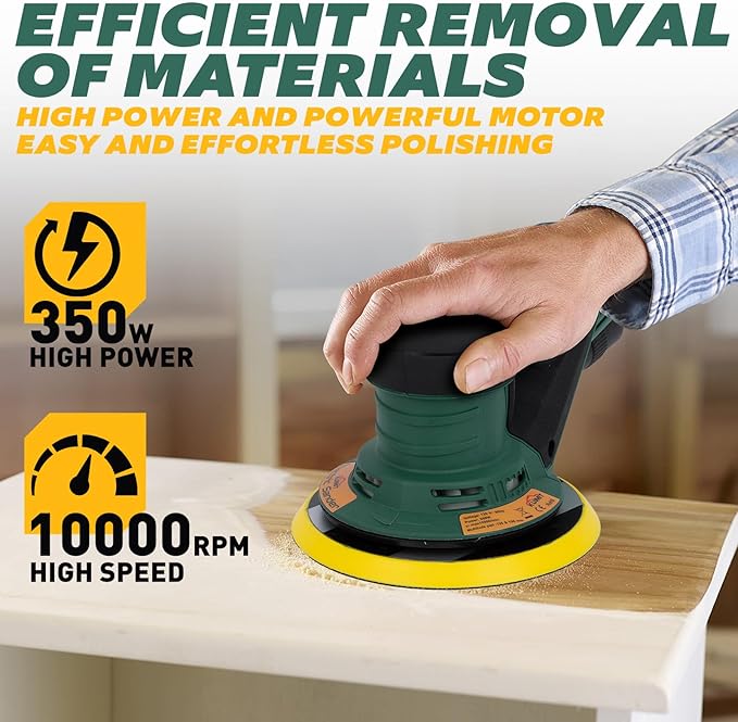 Pro-Grade Random Orbital Sander | 350W Brushless Powerhouse w/Dual 5" & 6" Pads | 4000-10K RPM Variable Speed | Dust-Free Woodworking Beast for Floors, Auto & DIY Projects