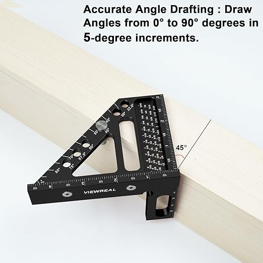 Precision Multi-Angle Carpenter's Square - Versatile Aluminum Woodworking Tool with Laser-Etched Markings for Engineering & Construction