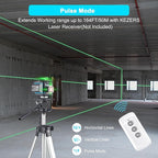 KEZERS Laser Level 360 Self Leveling,4 x 360 Laser Level with Screen Green Laser Level Line tool Leveling and Alignment Laser Tool with Pulse Mode for Construction and Picture Hanging,Remote Control