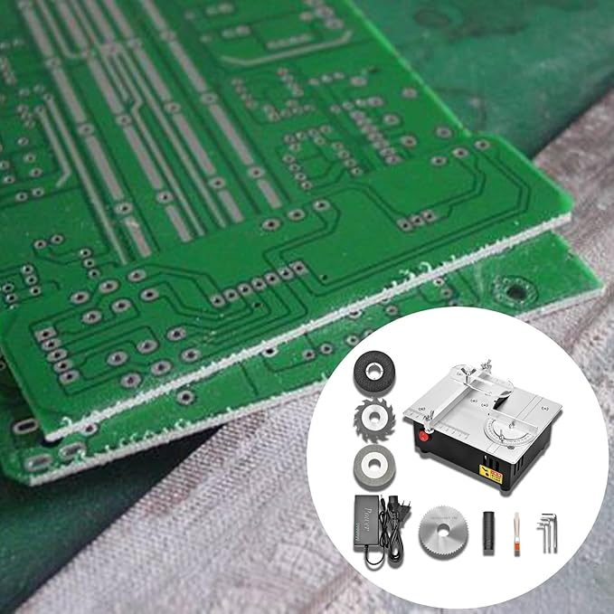 Precision Mini Electric Table Saw, DIY Hobby Handmade Woodworking Bench Cutting Machine Adjustable Cut Depth Small Desktop Saw for Miniature Wood Craft (Regular style)