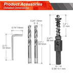 1-1/2 Inch Hole Saw with 9.1mm Triangle Shank Arbor, JTemgle Bi-Metal Hole Saw Heavy Duty Hole Cutting Tool for Cornhole Boards, Recessed Lights, Wood, Plastic, Drywall & Soft Metal