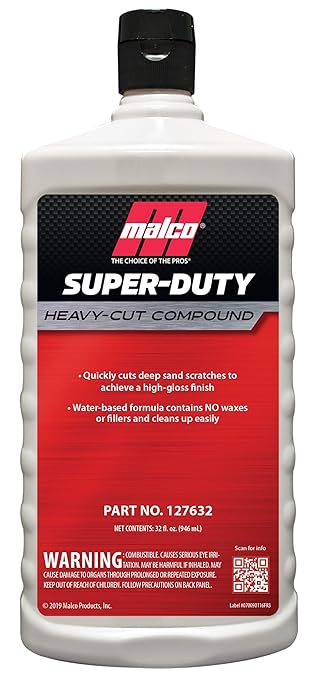Malco Super Duty Heavy Cut Compound - Professional Cutting, Polishing and Finishing Compound/for Auto Paint Correction, Detailing and Buffing / 32 oz. (127632)