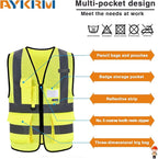 A-SAFETY High Visibility Mesh Safety Reflective Vest with Pockets and Zipper,Hi Vis Viz Reflective Safety Vest(Yellow Mesh S)