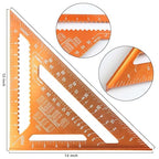 Carpenter Square 12-inch Layout Tool Alloy Metal Triangle Ruler Protractor,Orange（SAE&MER）