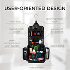 AvaJex Large Hanging Toiletry Organizer - Waterproof Hygiene Bag with Metal XXL Swivel Hook, Sturdy Zippers and 15 Compartments for Toiletries, Makeup, Cosmetics