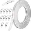 20FT Hose Clamps,304 Stainless Steel Hose Clamp Assortment Kit DIY Metal Strapping with Holes+10 Fasteners,Adjustable Worm Gear Large Hose Clamps Metal Band Screw Clamp Straps for Pipe,Duct,Tube